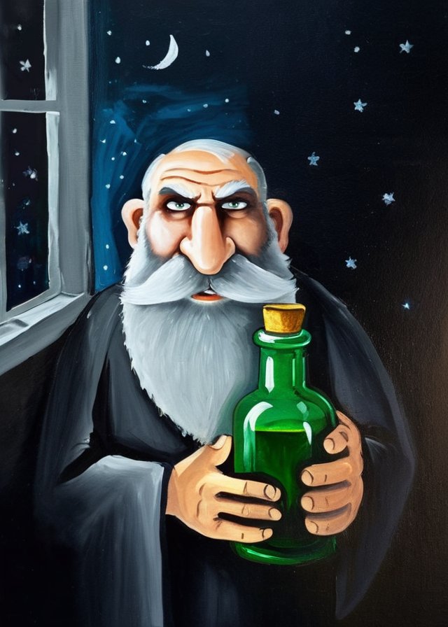 10052-1144320706-half body portrait russian harsh old beard man with glowing magic bottle  in the dark room with window witj night moon  oil pain.jpg